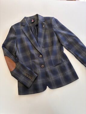 Tommy Hilfiger-Navy Plaid Blazer-Elbow Patch-Academia-Collegiate-Preppy-6